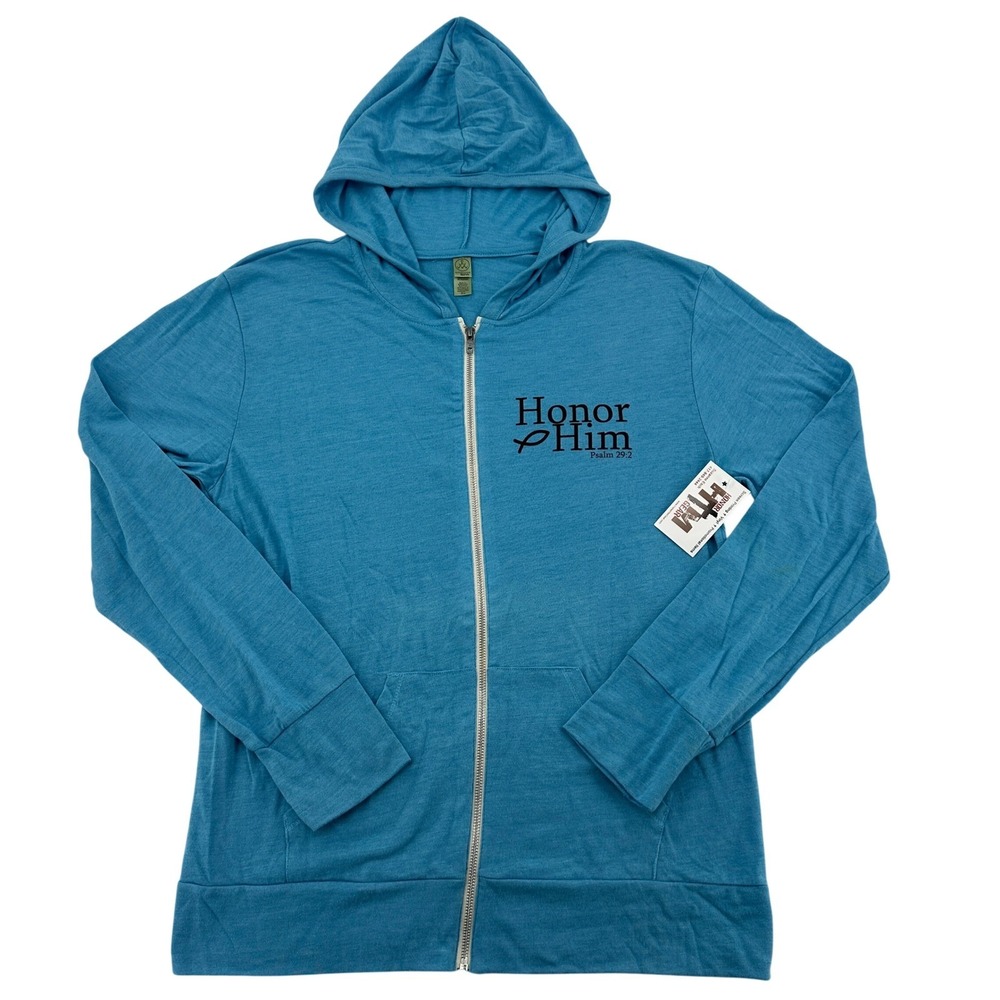 Alternative Men's XL Earth Honor Him Christian Zip Up Hoodie  Blue Lot Of Two